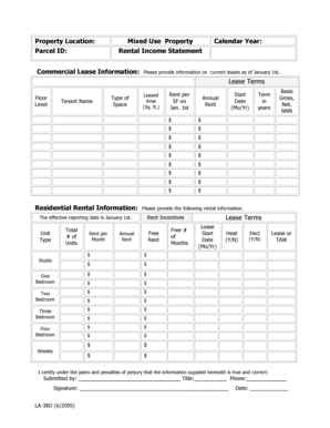 California Rental Income Statement