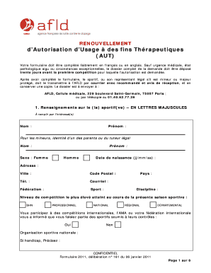 Renouvellement d’Autorisation d’Usage à des fins Thérapeutiques