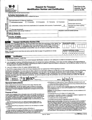 Form W-9 Request for Taxpayer Identification Number and Certification