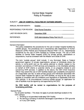 Central state hospital policy and procedures form