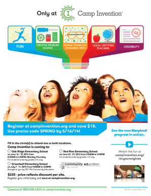 Camp Invention Registration Form