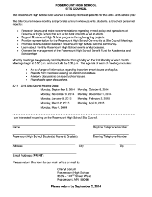 RHS Site Council Sign Up Sheet - Independent School District 196 - district196