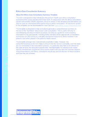 Ethics Case Consultation Summary Template