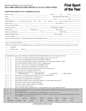 PIAA Preparticipation Physical Evaluation Form