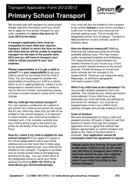 Primary School Transport Application Form