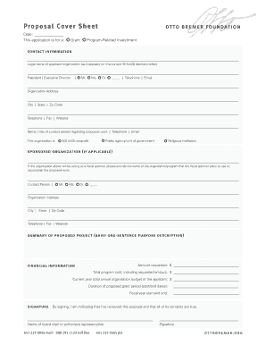Proposal Cover Sheet