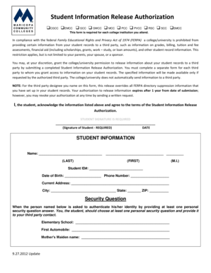 Student Information Release Authorization