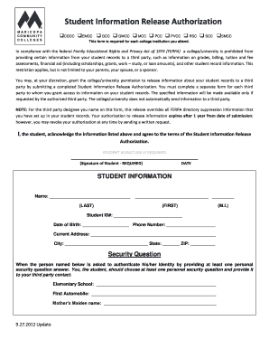 Student Information Release Authorization