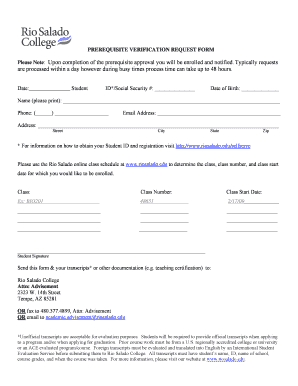 Prerequisite Verification Request Form