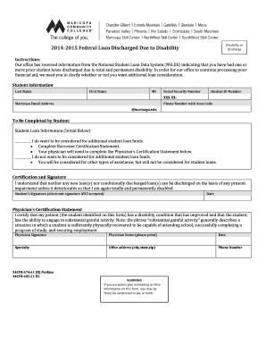 Federal Loan Discharge Due to Disability Form