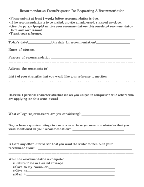 Recommendation Request Form