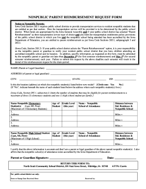 Iowa Nonpublic Parent Reimbursement Request Form