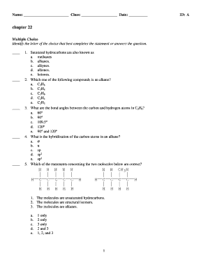Chemistry Chapter 22 Multiple Choice Test