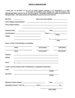 Medical Release Form