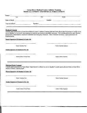 Great River Medical Center Athletic Training Consent Form