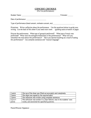 Concert Critique Form