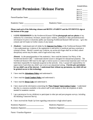 Parent Permission Release Form