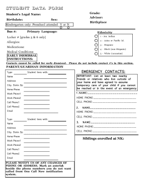 Student Data Form