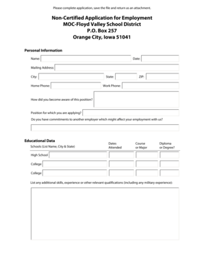 Non-Certified Application for Employment MOC-Floyd Valley School ... - moc-fv k12 ia