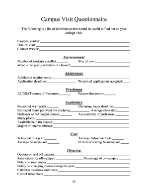 Campus Visit Questionnaire