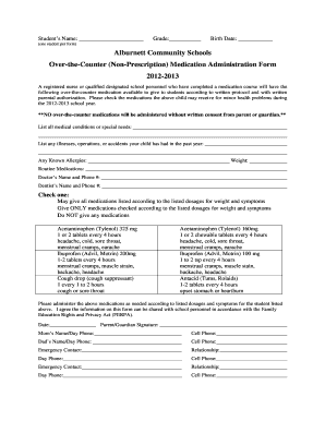 Over-the-Counter Medication Administration Form