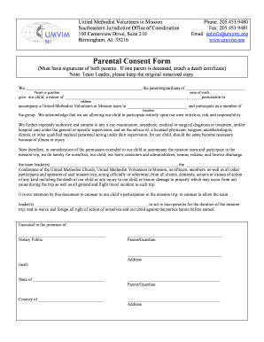 United Methodist Volunteers in Mission Medical Release Form