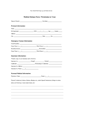 Medical Release Form / Permission to Treat