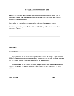 Google Apps Permission Slip