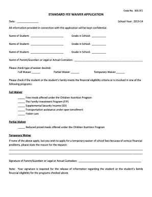 Standard Fee Waiver Application
