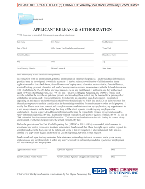 Applicant Release Authorization Form
