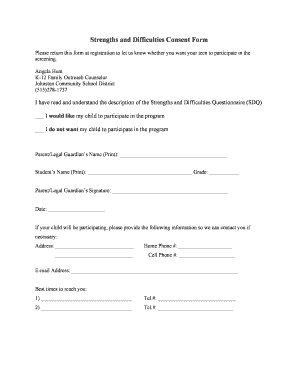 Strengths and Difficulties Consent Form