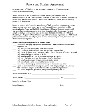 Parent and Student Laptop Agreement