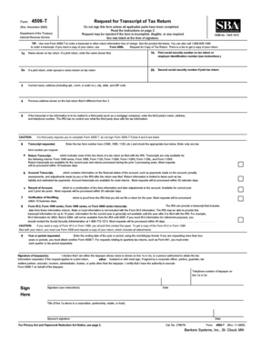 IRS Form 4506-T Request for Transcript of Tax Return