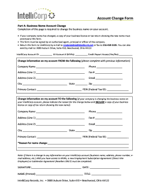 IntelliCorp Business Name Account Change Form