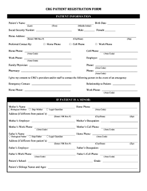 CRG Patient Registration Form