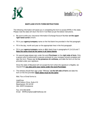 Maryland MVR Access Form