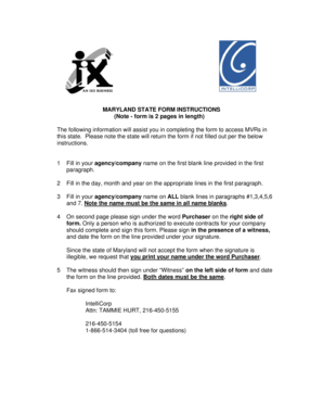 Maryland Motor Vehicle Record Access Form