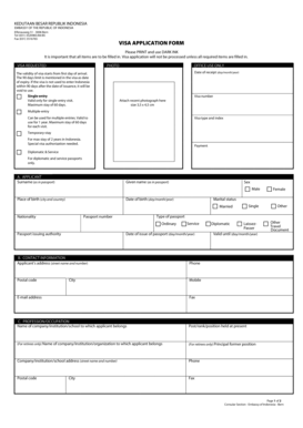 Indonesia Visa Application Form