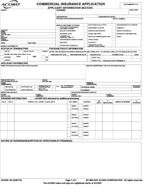 Commercial Insurance Application Form