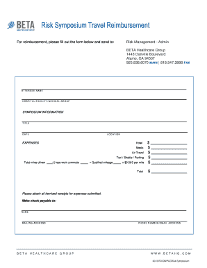 Travel Expense Report Policy and Form - BETA Healthcare Group