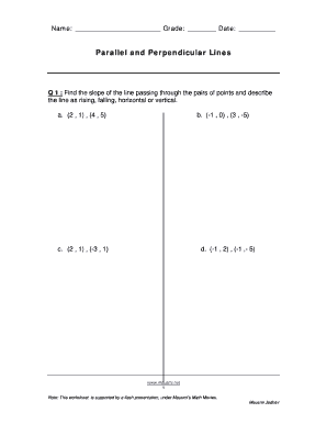 Parallel and Perpendicular Lines Worksheet
