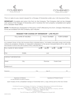 Change of Ownership Life Insurance Form