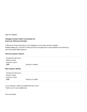 Change of Direct Credit Information