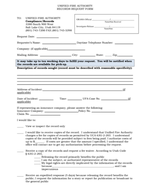 Unified Fire Authority Records Request Form