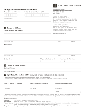 Change of Address/Email Notification