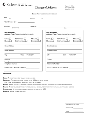 Student Change of Address Form