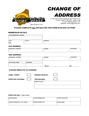 CAWA Membership Update Form