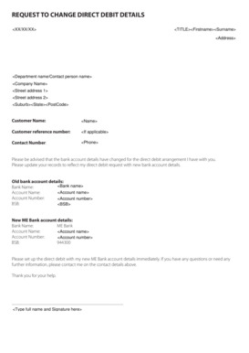Request to Change Direct Debit Details