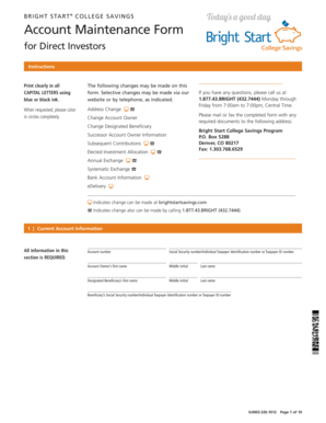 Bright Start College Savings Account Maintenance Form