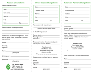 Direct Deposit Change Form